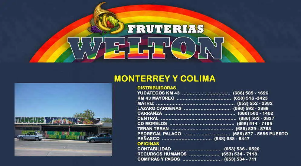 FRUTERIAS WELTON MONTERREY  Y  COLIMA